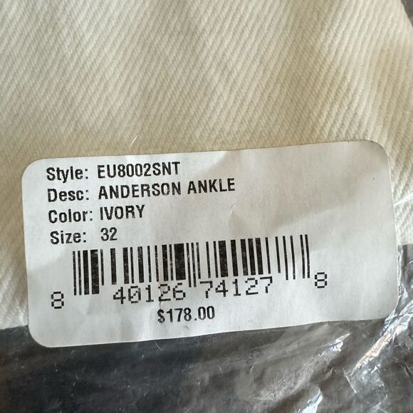 NWT EDWIN Women’s Jeans Anthropologie Anderson Ankle Ivory White - Size 32 - Picture 4 of 12